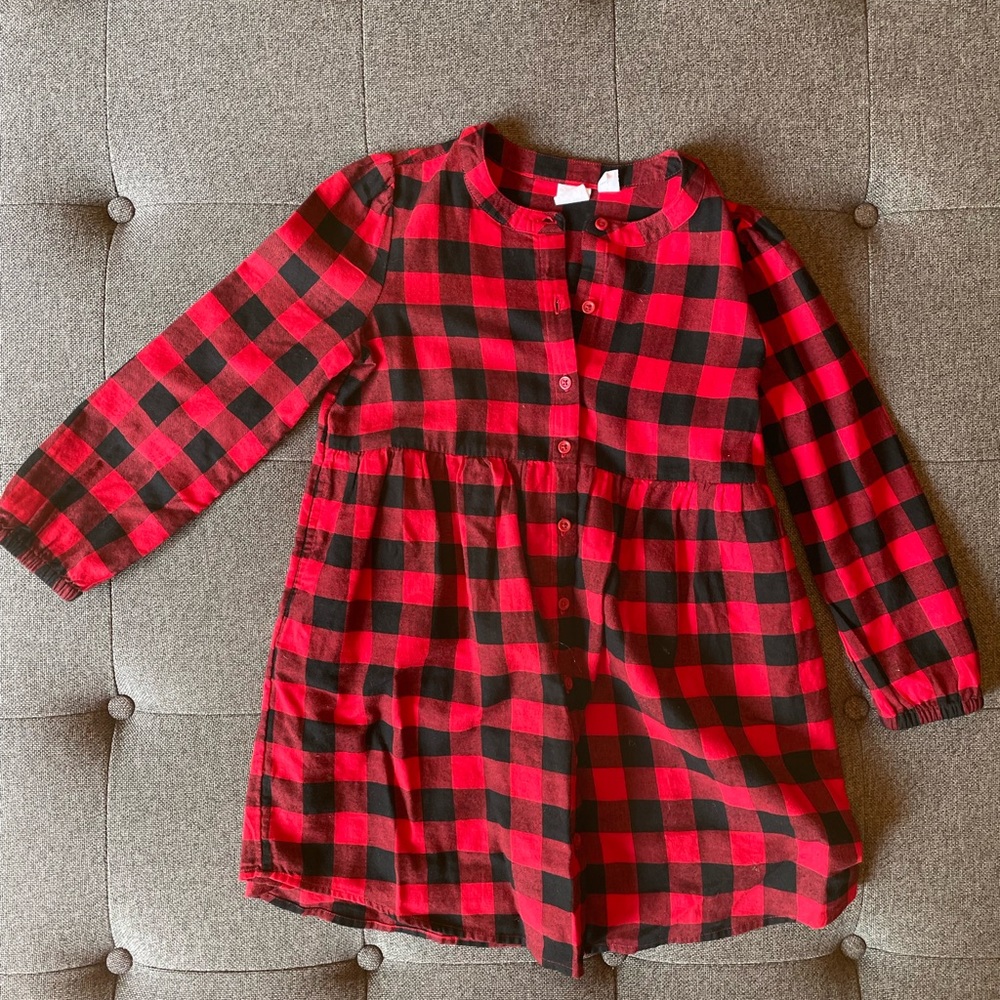 Gap red and black plaid girls dress.